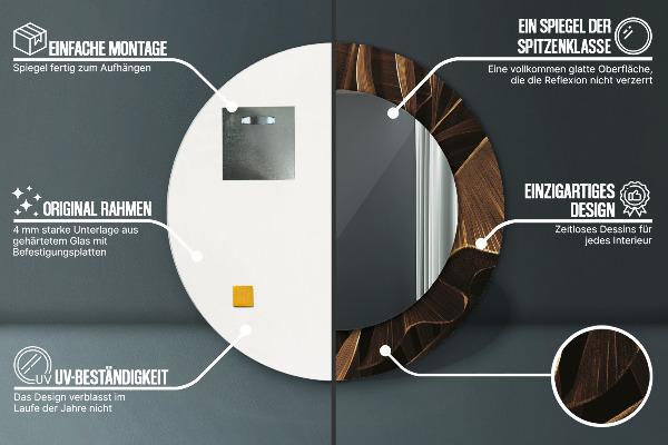 Hnedé banánové listy Okrúhle dekoračné zrkadlo na stenu