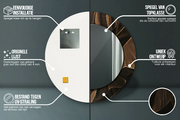 Hnedé banánové listy Okrúhle dekoračné zrkadlo na stenu