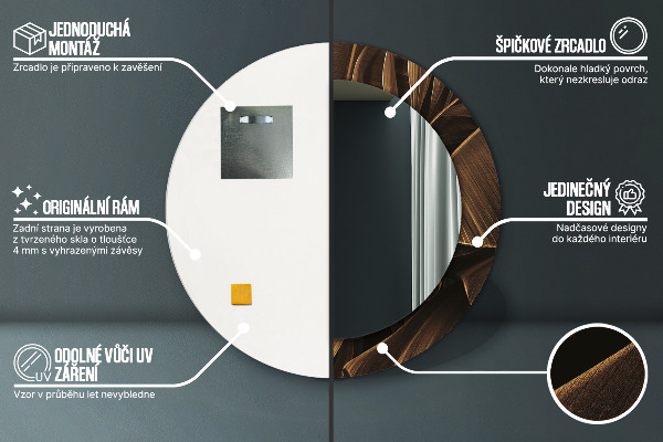 Hnedé banánové listy Okrúhle dekoračné zrkadlo na stenu