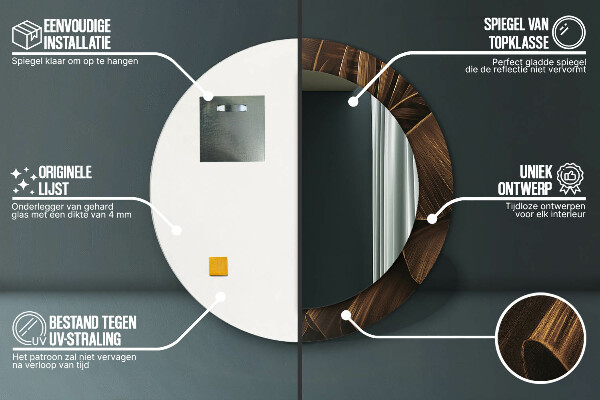 Hnedé banánové listy Okrúhle dekoračné zrkadlo na stenu