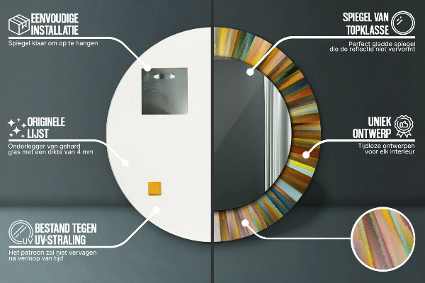 Abstraktný radiálny vzor Okrúhle dekoračné zrkadlo
