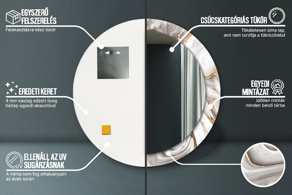 Jasný mramor Okrúhle dekoračné zrkadlo