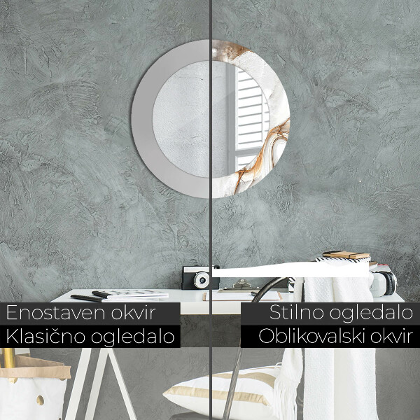 Jasný mramor Okrúhle dekoračné zrkadlo