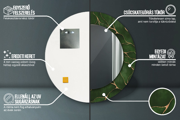 Abstraktný list Okrúhle zrkadlo s motívom