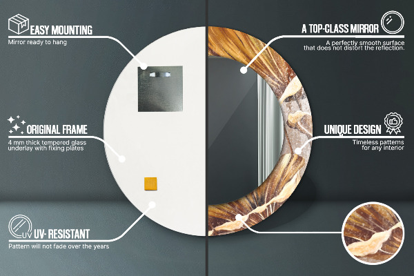 Zlaté listy Okrúhle zrkadlo s motívom