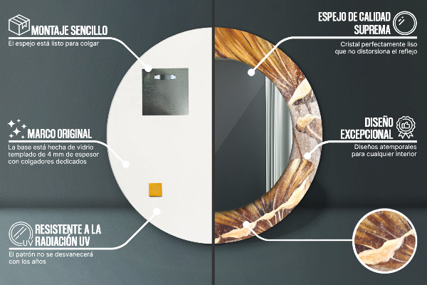 Zlaté listy Okrúhle zrkadlo s motívom