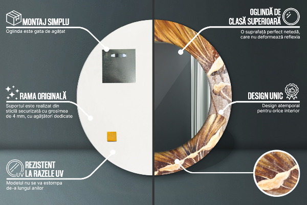 Zlaté listy Okrúhle zrkadlo s motívom