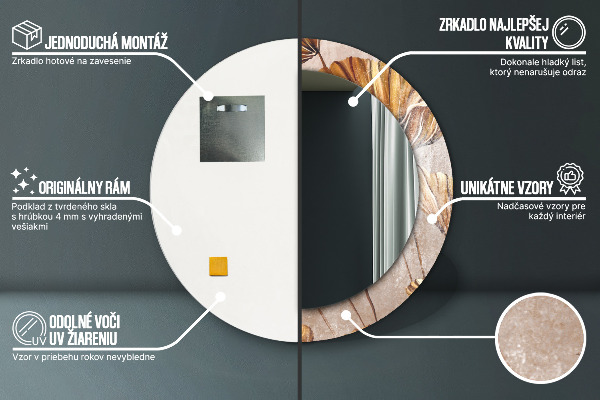 Zlaté listy Okrúhle zrkadlo s motívom