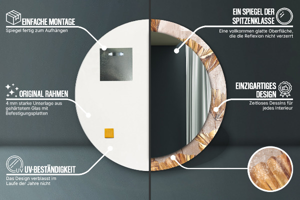 Zlaté listy Okrúhle zrkadlo s motívom