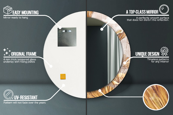 Zlaté listy Okrúhle zrkadlo s motívom