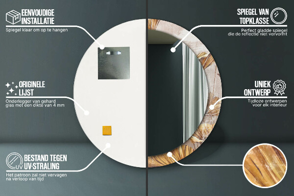 Zlaté listy Okrúhle zrkadlo s motívom