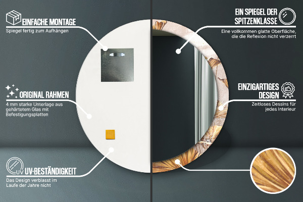 Zlaté listy Okrúhle zrkadlo s motívom