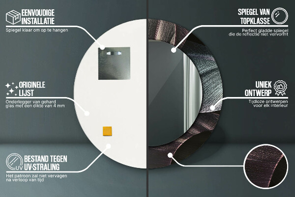 Tmavé tropické listy Okrúhle zrkadlo s motívom