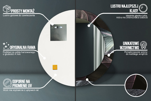 Tmavé tropické listy Okrúhle zrkadlo s motívom