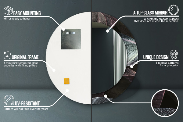 Tmavé tropické listy Okrúhle zrkadlo s motívom