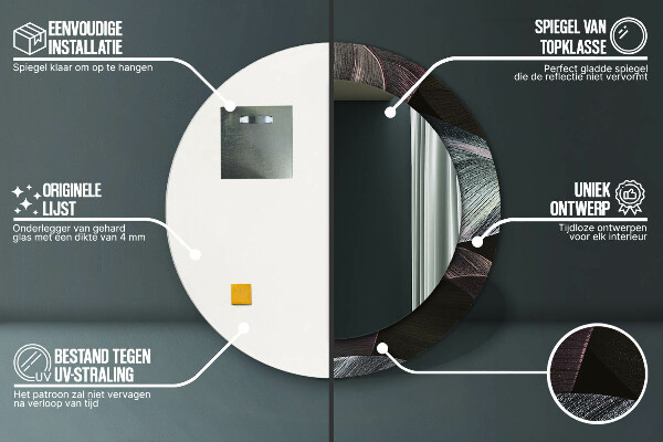 Tmavé tropické listy Okrúhle zrkadlo s motívom