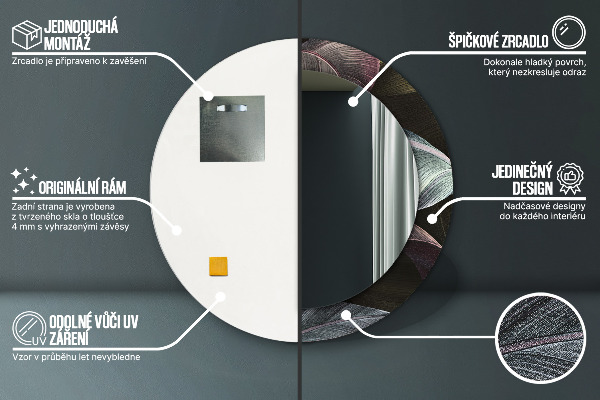 Tmavé tropické listy Okrúhle zrkadlo s motívom