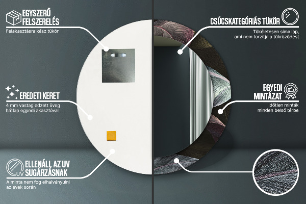 Tmavé tropické listy Okrúhle zrkadlo s motívom