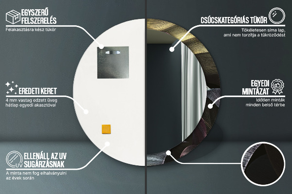 Tmavé tropické listy Okrúhle zrkadlo s motívom