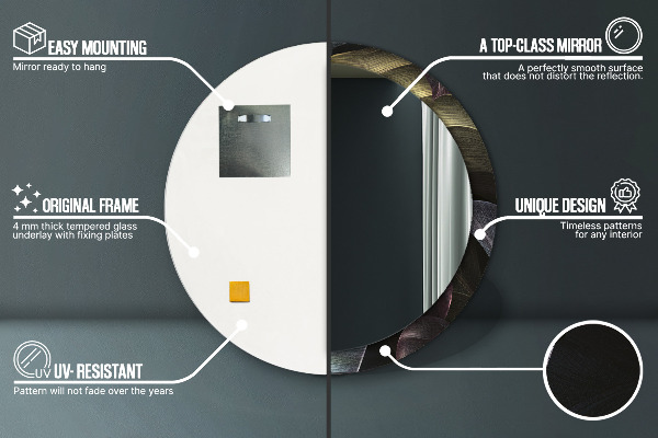 Tmavé tropické listy Okrúhle zrkadlo s motívom