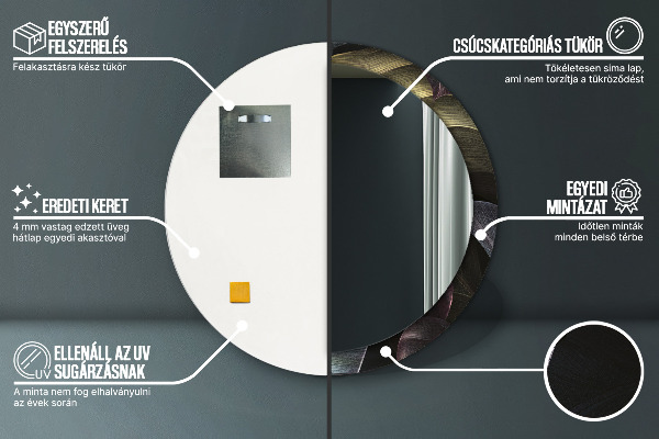 Tmavé tropické listy Okrúhle zrkadlo s motívom