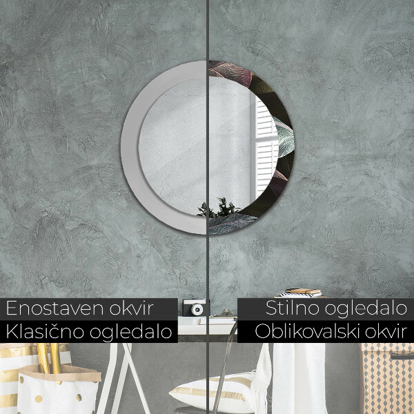 Tmavé tropické listy Okrúhle zrkadlo s motívom