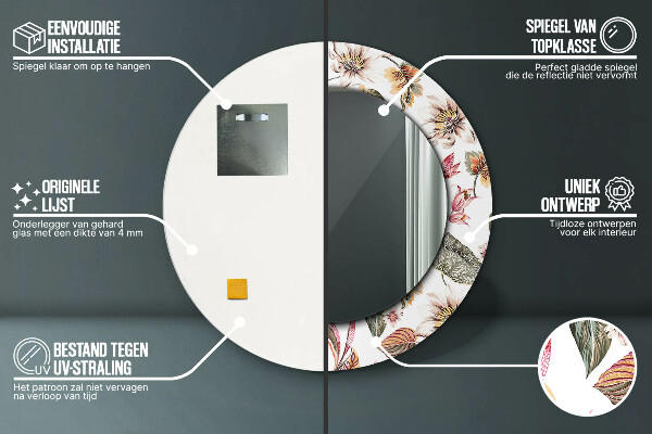 Kvety Okrúhle dekoračné zrkadlo