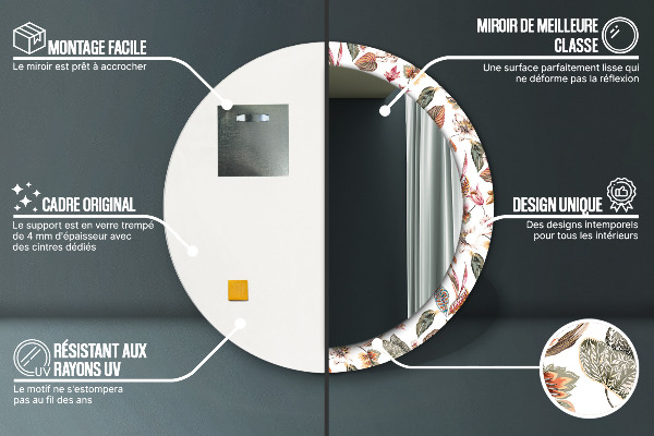 Kvety Okrúhle dekoračné zrkadlo