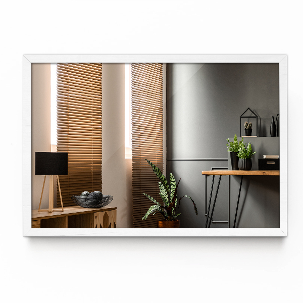 Dizajnové obdĺžnikové zrkadlo do kupelne biely rám 70x50 cm
