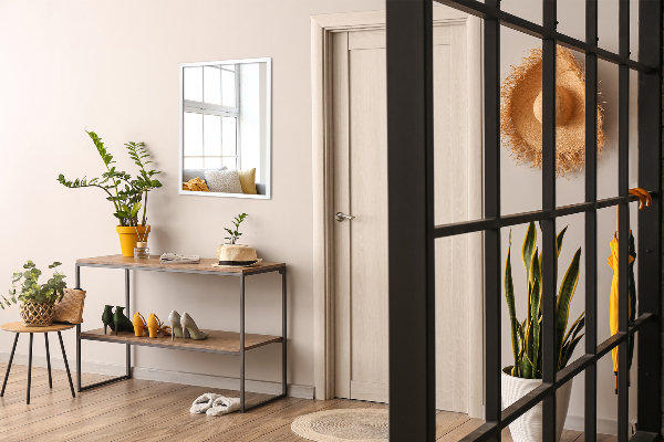 Obdĺžnikové zrkadlo do spálne v bielom ráme 70x50 cm