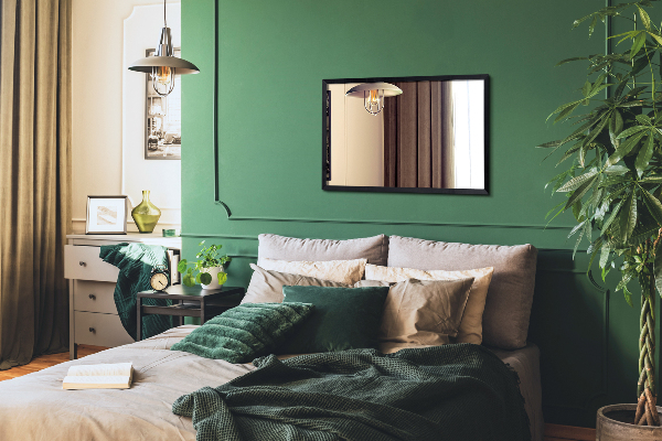 Obdĺžnikové zrkadlo do obývačky v čiernom ráme 50x50 cm