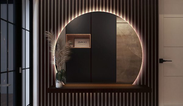 Zrkadlo s vyrezanou stranou s led podsvícením 63x70 cm