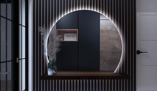 Zrkadlo so zrezaným kruhom dekoratívne LED 70x80 cm