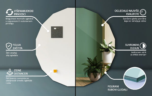 Polygonálne zrkadlo moderný doplnok 100x100 cm