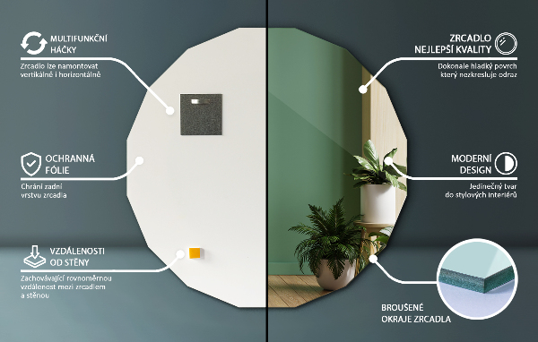 Geometrické zrkadlo pôvodného tvaru 50x50 cm