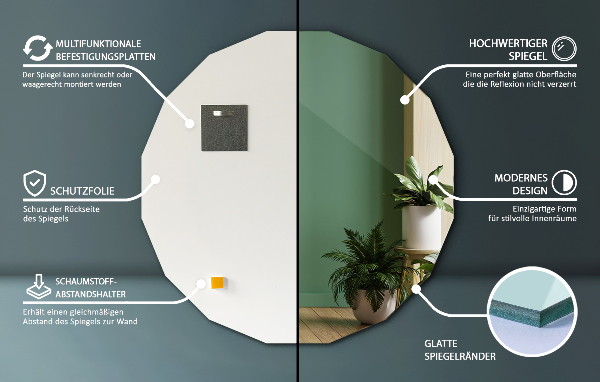 Zrkadlo mnohouholník estetické 80x80 cm