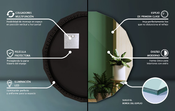 Polygonálne zrkadlo LED 100x100 cm