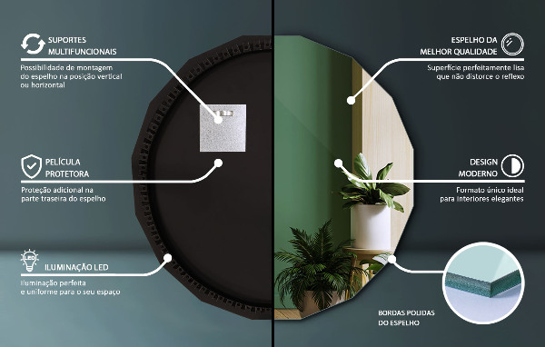 Polygonálne zrkadlo LED 100x100 cm