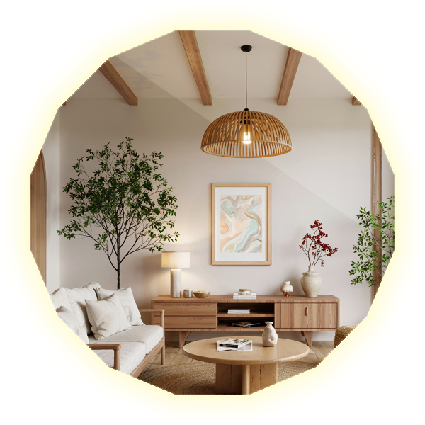 Polygonálne zrkadlo LED 80x80 cm