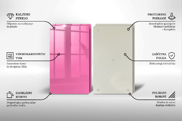 Sklo za varnú dosku Ružová farba