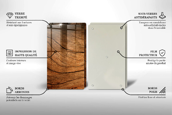 Tvrdené sklo za varnú dosku Textúra drevenej dosky