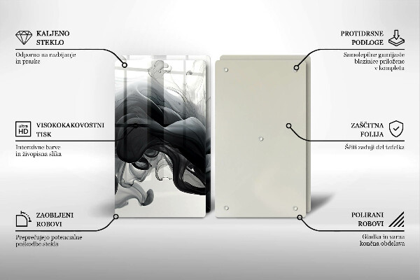 Sklo za varnú dosku Abstrakcia čierneho dymu