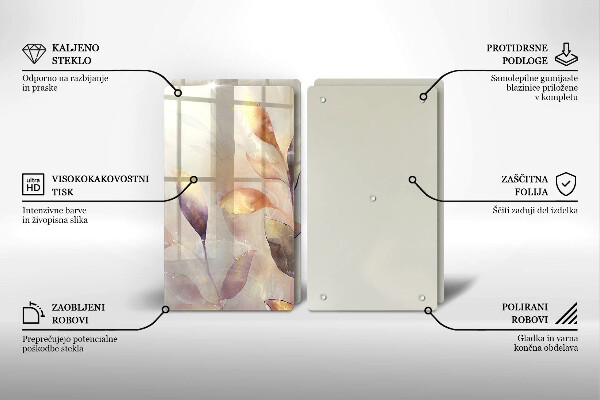 Sklo za varnú dosku Maľované boho listy