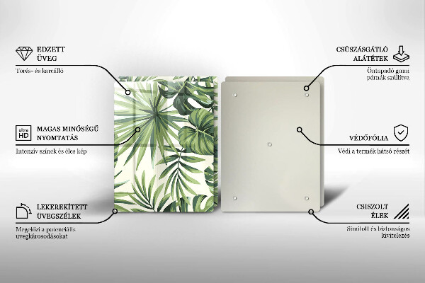 Sklo za varnú dosku Ilustrácia listov Monstera