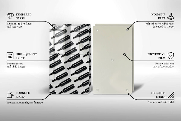 Sklo za varnú dosku Čierne fľaše na víno