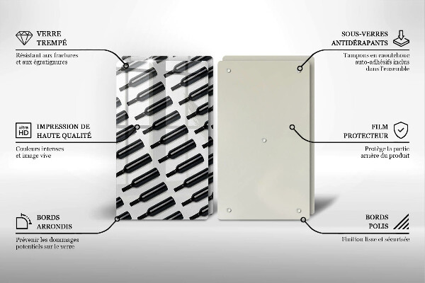 Sklo za varnú dosku Čierne fľaše na víno