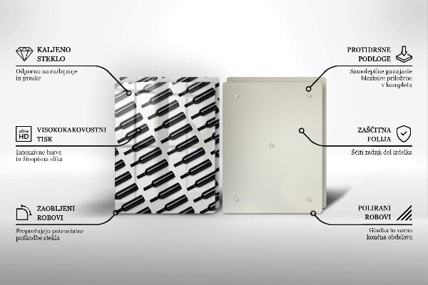 Sklo za varnú dosku Čierne fľaše na víno