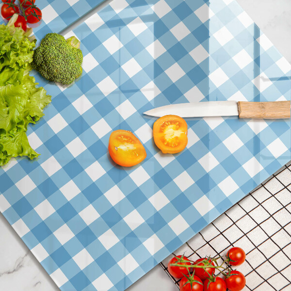 Sklo za varnú dosku Modro-biely kockovaný vzor