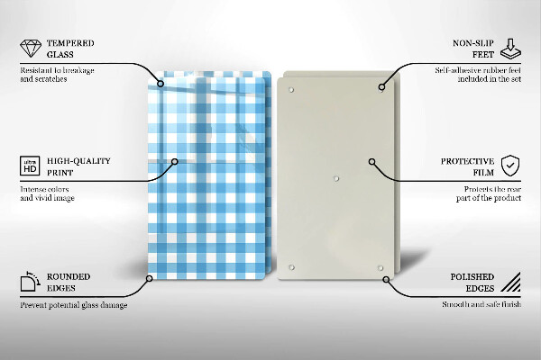 Sklo za varnú dosku Modro-biely kockovaný vzor