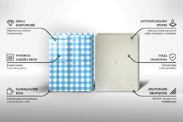 Sklo za varnú dosku Modro-biely kockovaný vzor